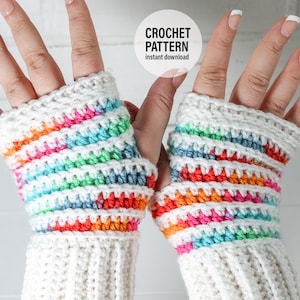CROCHET PATTERN X Wrist Warmer Pattern, English PDF Download, Fingerless Gloves Pattern