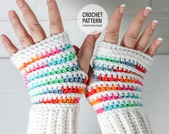 CROCHET PATTERN X Wrist Warmer Pattern, English PDF Download, Fingerless Gloves Pattern