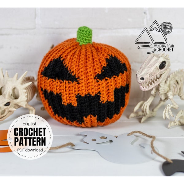 CROCHET PATTERN X Crochet Jack-o-Lantern Pumpkin Pattern, English PDF Download, Crochet Fall Decoration Pattern