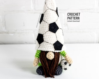 CROCHET PATTERN X Crochet Soccer Gnome, English PDF Download, Sports Gnome Pattern