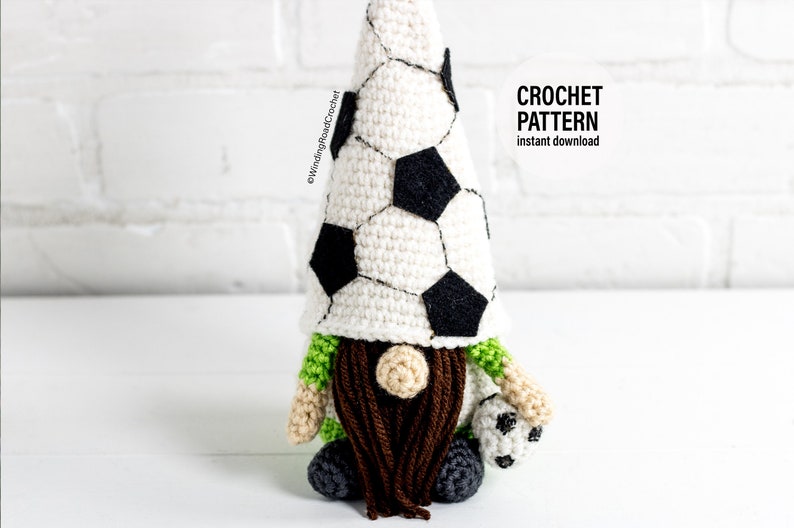 CROCHET PATTERN X Crochet Soccer Gnome, English PDF Download, Sports Gnome Pattern image 1