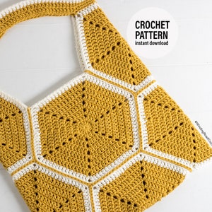 CROCHET PATTERN X Crochet Hexagon Tote Bag Pattern, English PDF Download,  English Crochet Pattern, Crochet Handbag Pattern