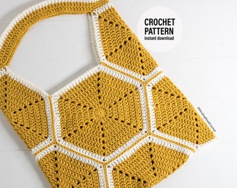 CROCHET PATTERN X Crochet Hexagon Tote Bag Pattern, English PDF