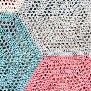 CROCHET PATTERN x Crochet Hexagon Blanket Pattern, English Pdf Pattern, Baby Blanket, Multiple sizes, Crochet Blanket Tutorial, image 5