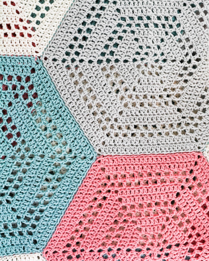 CROCHET PATTERN x Crochet Hexagon Blanket Pattern, English Pdf Pattern, Baby Blanket, Multiple sizes, Crochet Blanket Tutorial, image 5