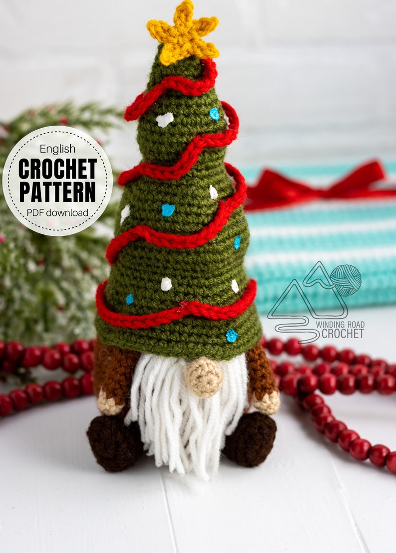 CROCHET PATTERN X Crochet Christmas Tree Gnome, English PDF Download, Holiday Crochet Gnome Pattern image 2