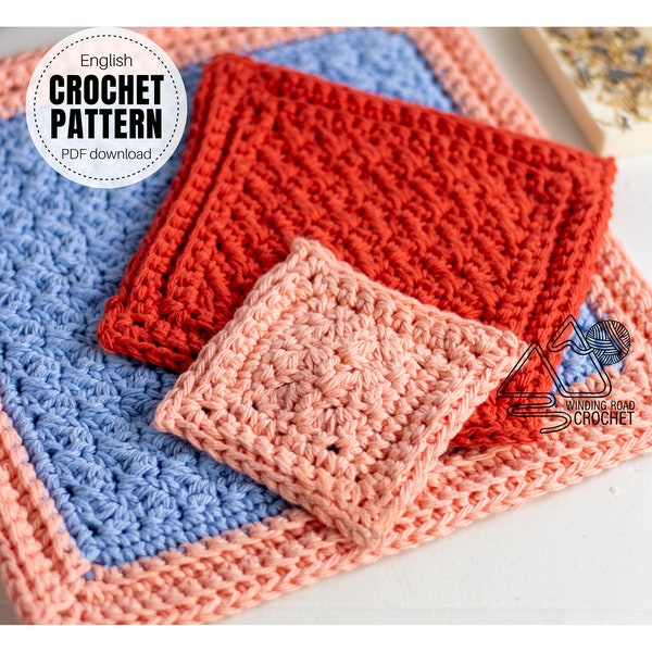 CROCHET PATTERN X Washcloth Pattern, English PDF Download, Crochet Dishcloth Pattern