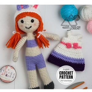 CROCHET PATTERN X Crochet Bunny Doll Pattern, English PDF Download, Crochet Amigurumi Pattern image 1