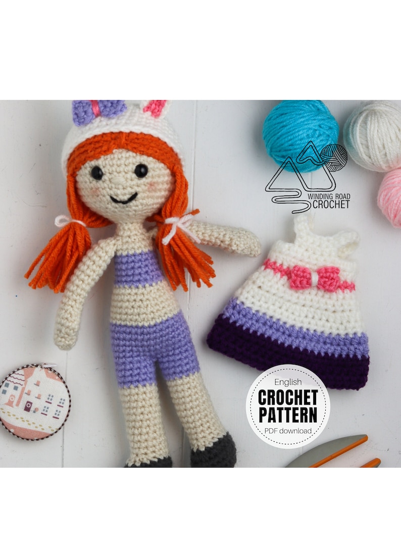 CROCHET PATTERN X Crochet Bunny Doll Pattern, English PDF Download, Crochet Amigurumi Pattern image 1