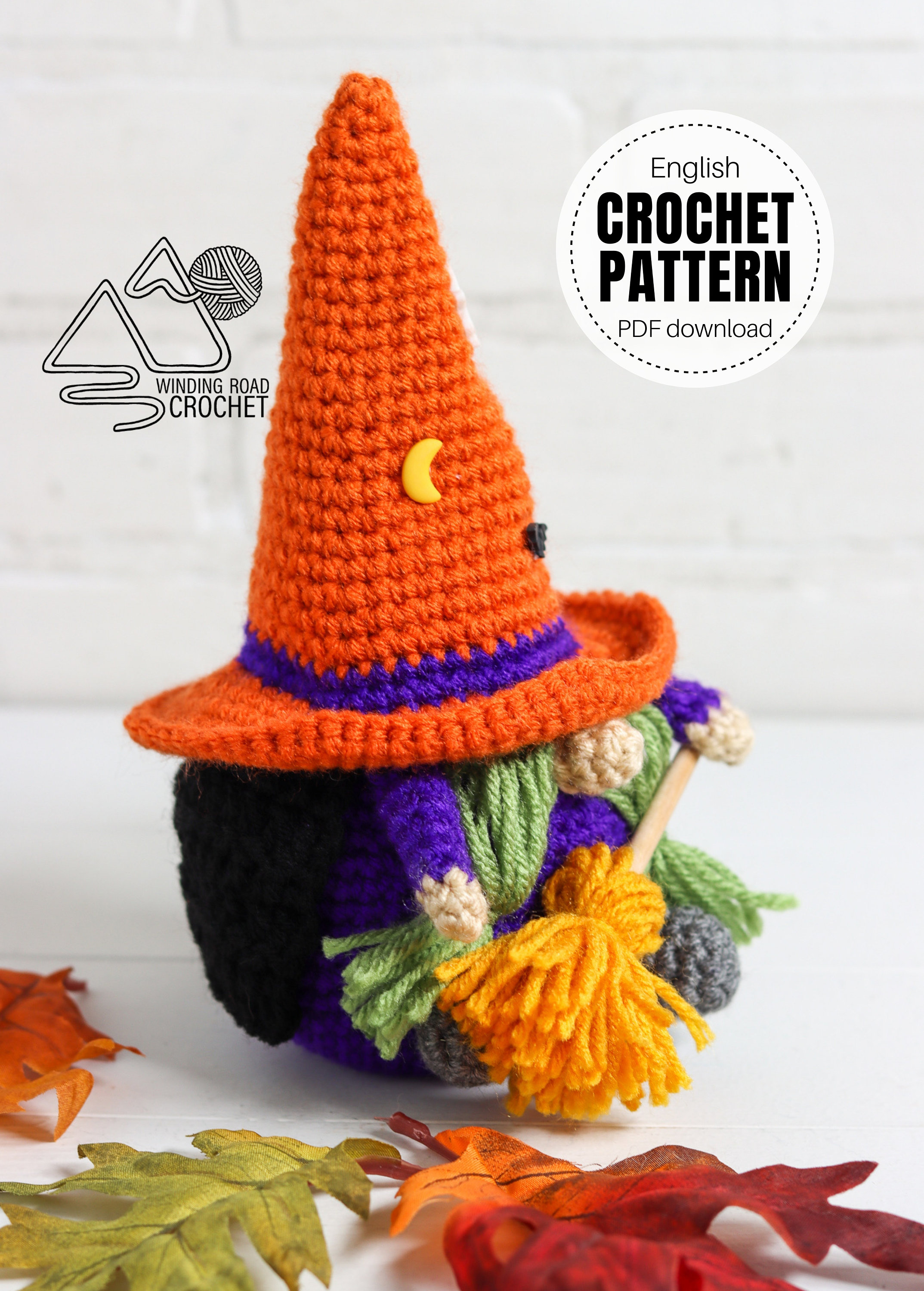 CROCHET Pattern X Witch Gnome, English PDF Download, Halloween Gnome ...