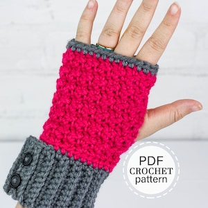 CROCHET PATTERN x Crochet Textured Fingerless Mittens x English PDF Download
