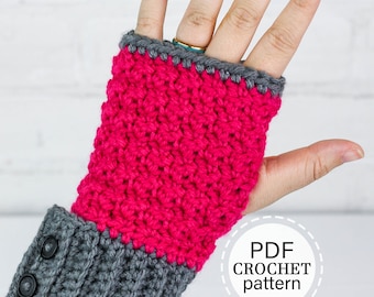 CROCHET PATTERN x Crochet Textured Fingerless Mittens x English PDF Download