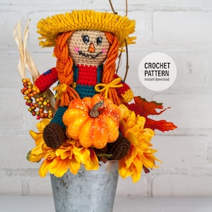 CROCHET Pattern X Boneca Espantalho Fofa, Download de PDF em Inglês, Decoração de Outono, Boneca de Crochê