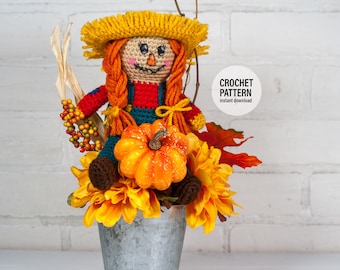 CROCHET Pattern X Cute Scarecrow Doll, English PDF Download, Fall Decor, Crochet Doll