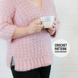CROCHET PATTERN X V-Neck Sweater X English PDF Pattern only