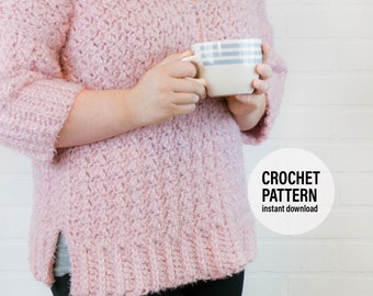 CROCHET PATTERN X V-Neck Sweater X English PDF Pattern only