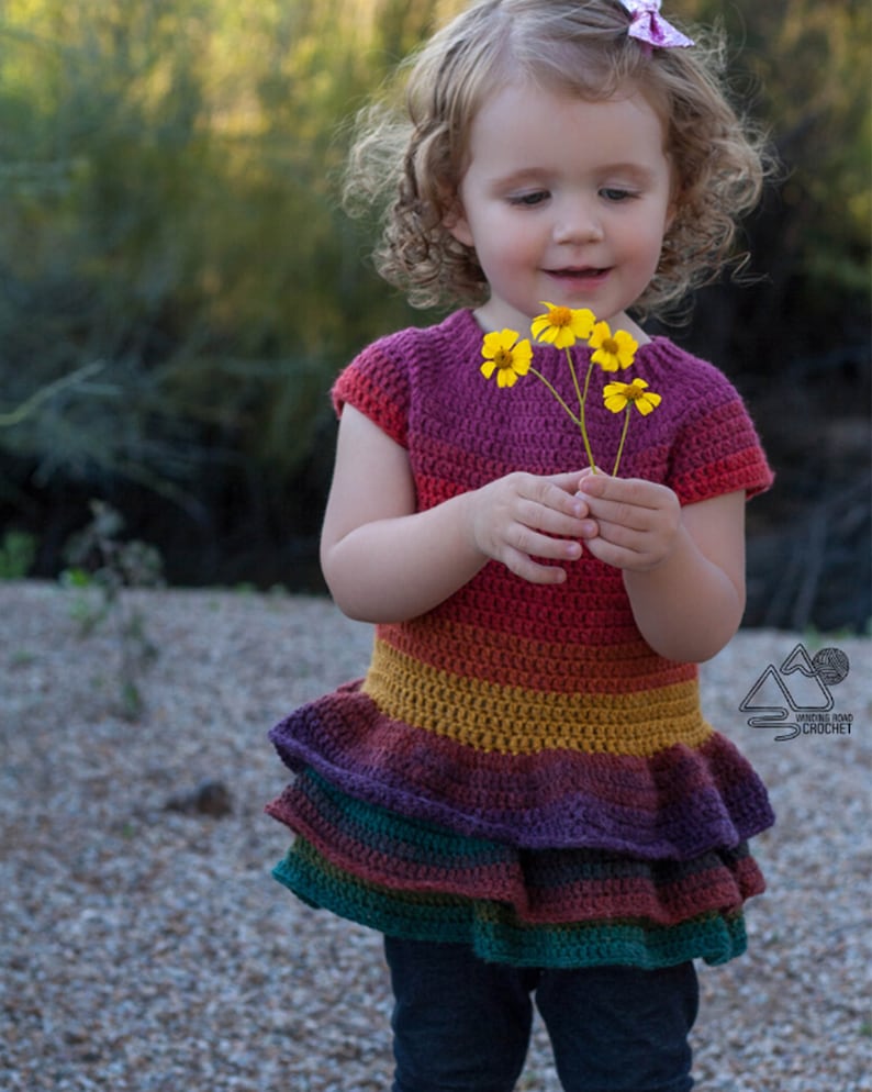 Crochet Toddler Sweater Pattern, Ruffle Crochet Sweater Dress Tutorial, English PDF Download, image 4