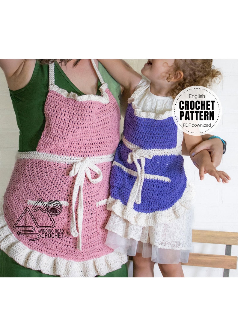 CROCHET PATTERN X Crochet Apron Pattern, English PDF Download, Sizes: Small Child, Large Child, Adult image 1