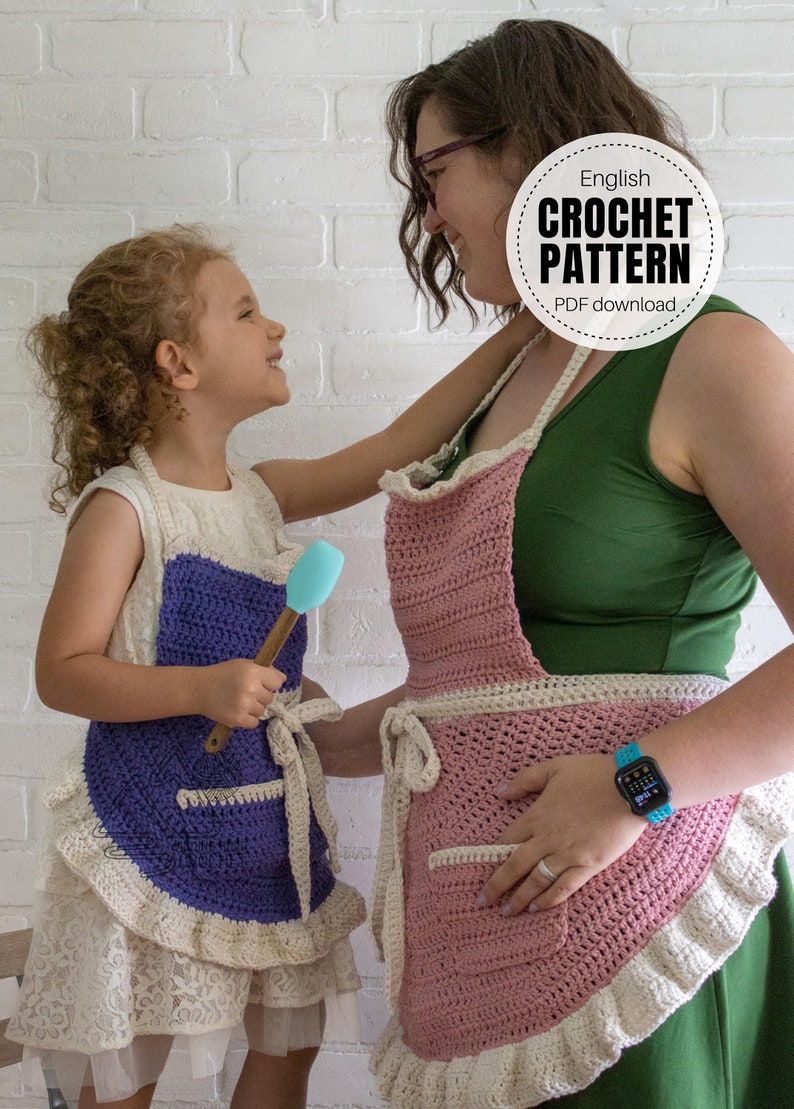 CROCHET PATTERN X Crochet Apron Pattern, English PDF Download, Sizes: Small Child, Large Child, Adult image 3