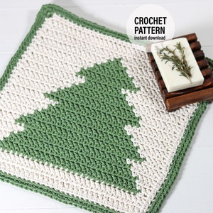 CROCHET PATTERN X Evergreen Crochet Washcloth, English PDF Download, Dishcloth Pattern