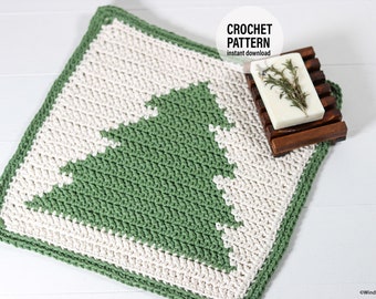 CROCHET PATTERN X Evergreen Crochet Washcloth, English PDF Download, Dishcloth Pattern