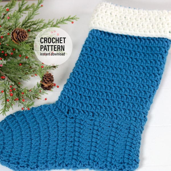 CROCHET PATTERN x 1 hour Christmas Stocking, Instant PDF Download, Adult Size