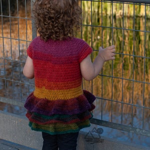 Crochet Toddler Sweater Pattern, Ruffle Crochet Sweater Dress Tutorial, English PDF Download, image 5