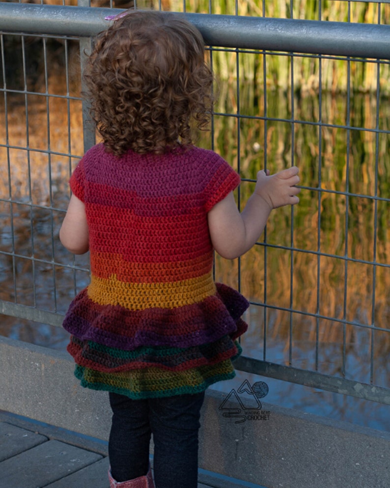 Crochet Toddler Sweater Pattern, Ruffle Crochet Sweater Dress Tutorial, English PDF Download, image 5