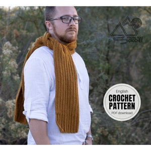 CROCHET English PATTERN X Crochet Ribbed Scarf Pattern, English PDF Download, Adult