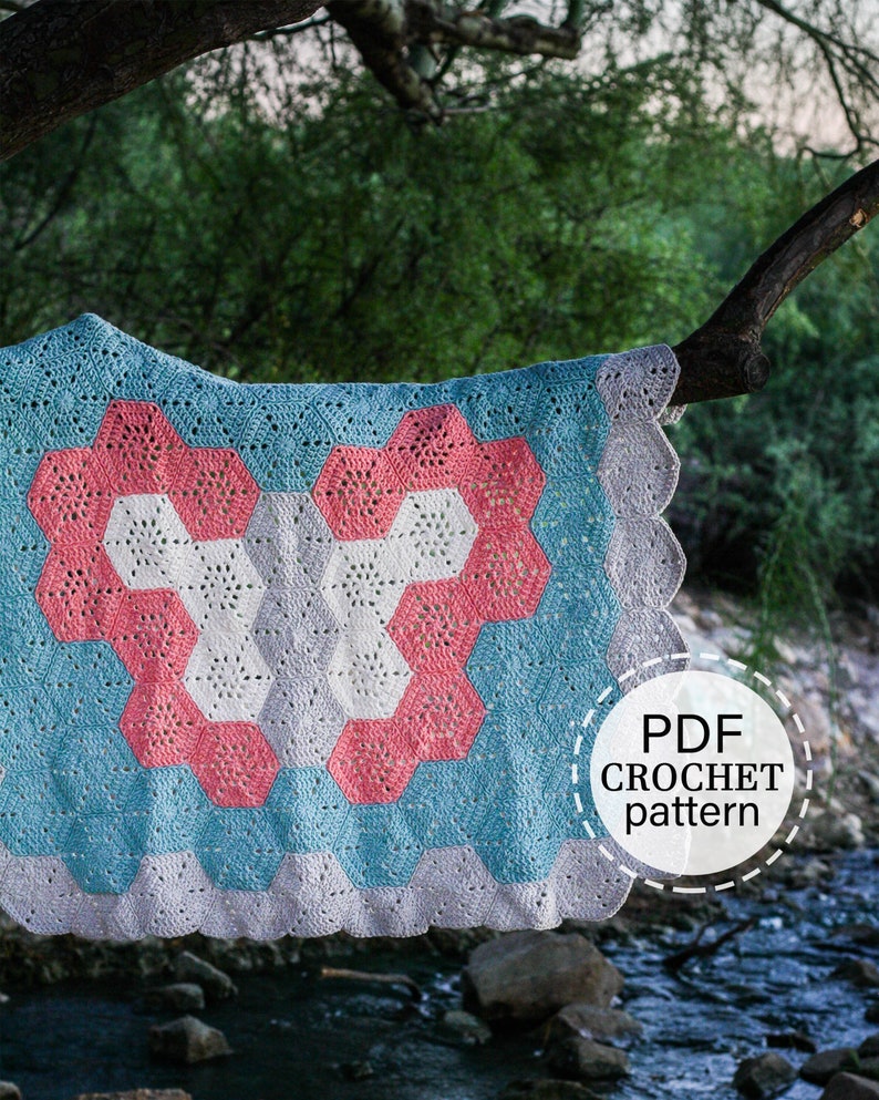 Butterfly Baby Blanket Pattern, PDF Pattern, English Download, Baby Crochet Blanket, Hexagon Butterfly Blanket, Crochet Blanket Tutorial, image 1