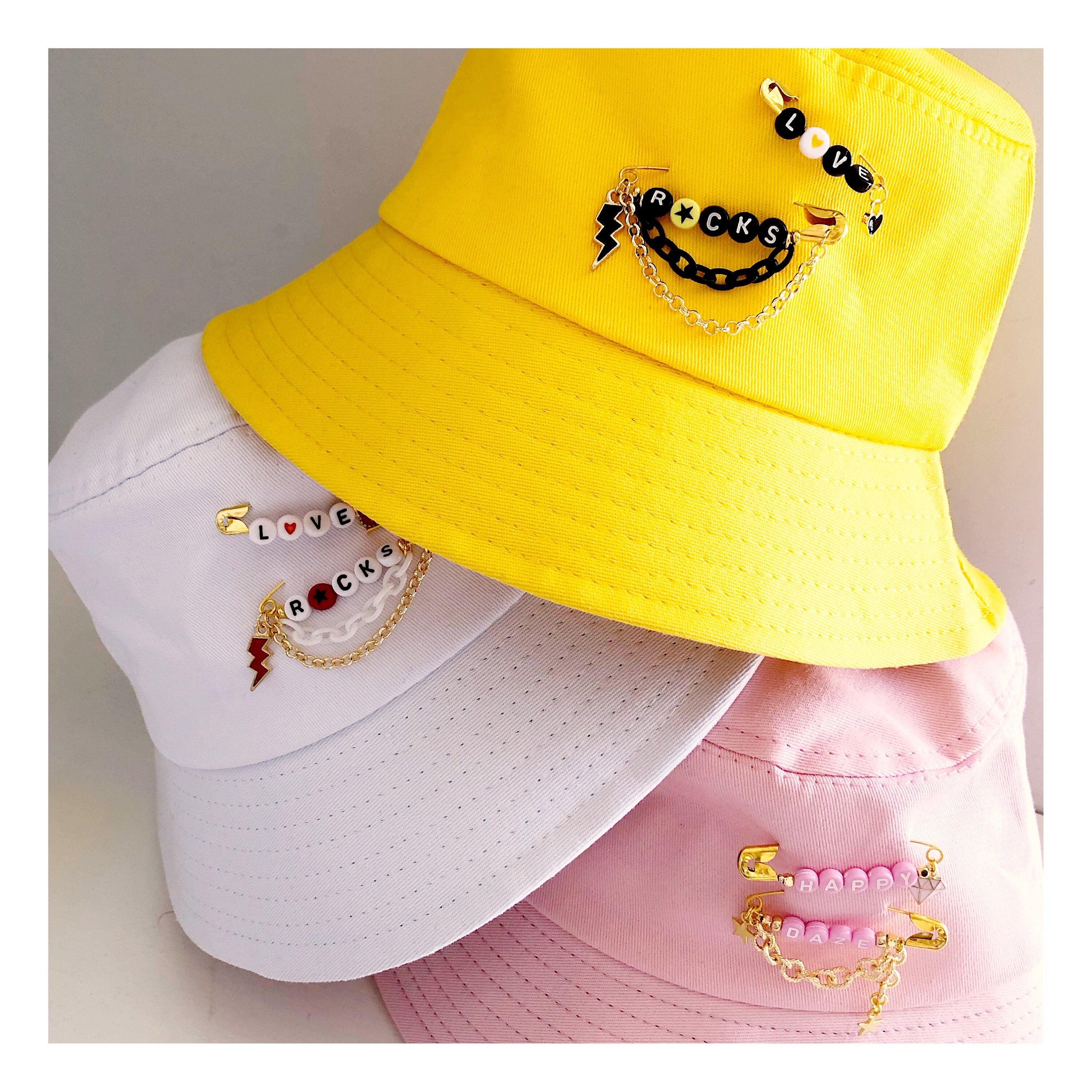 Bucket Hat with Safety Pin Embellishment Alternative Style Etsy
