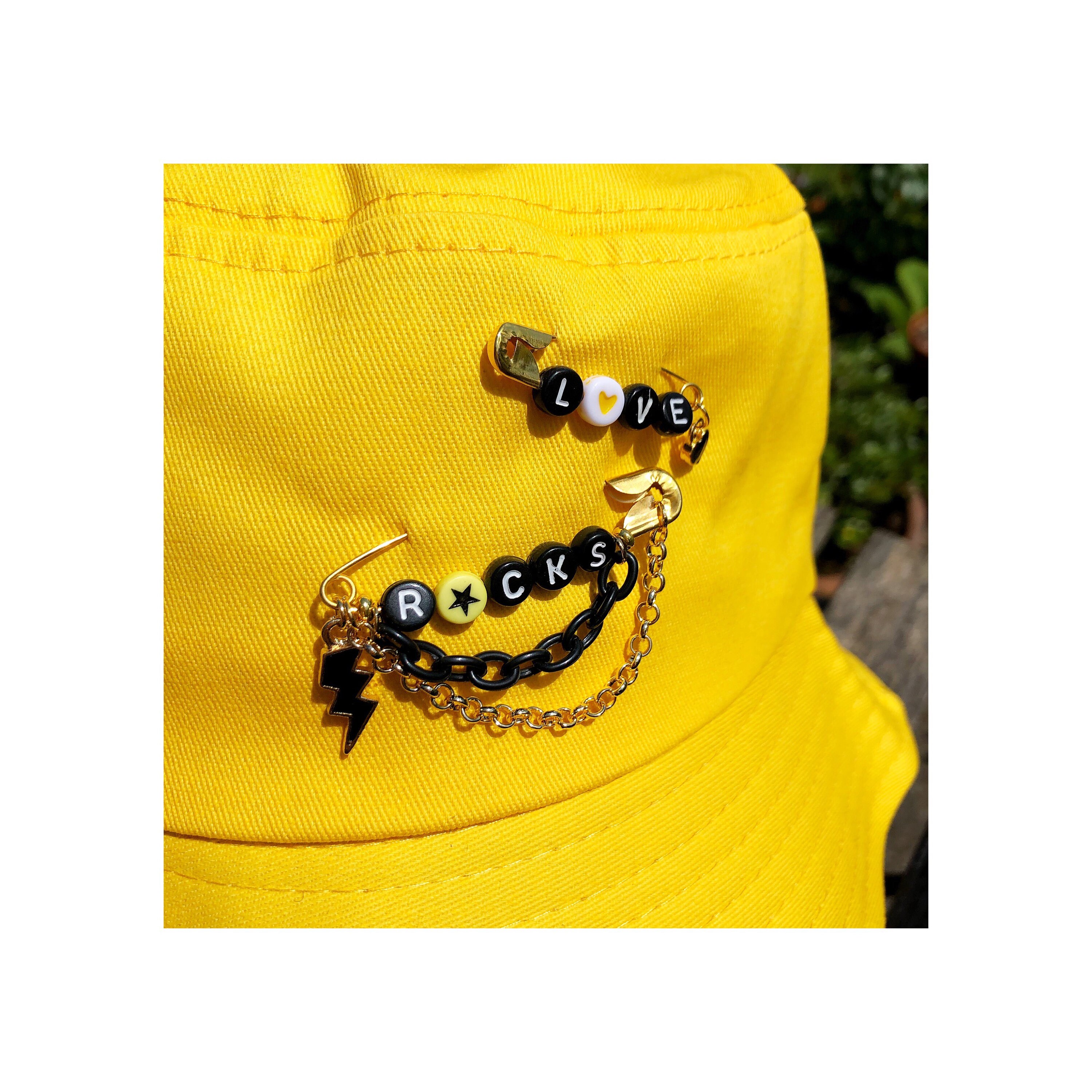 Bucket Hat with Safety Pin embellishment Alternative Style Etsy