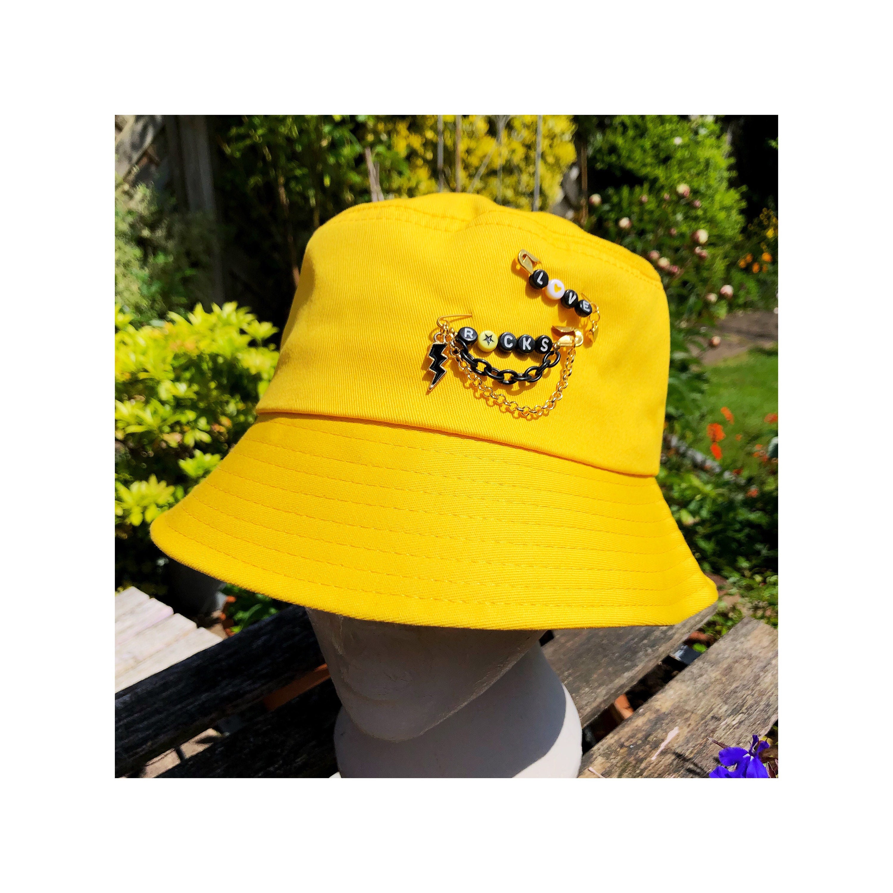 Bucket Hat with Safety Pin embellishment Alternative Style Etsy