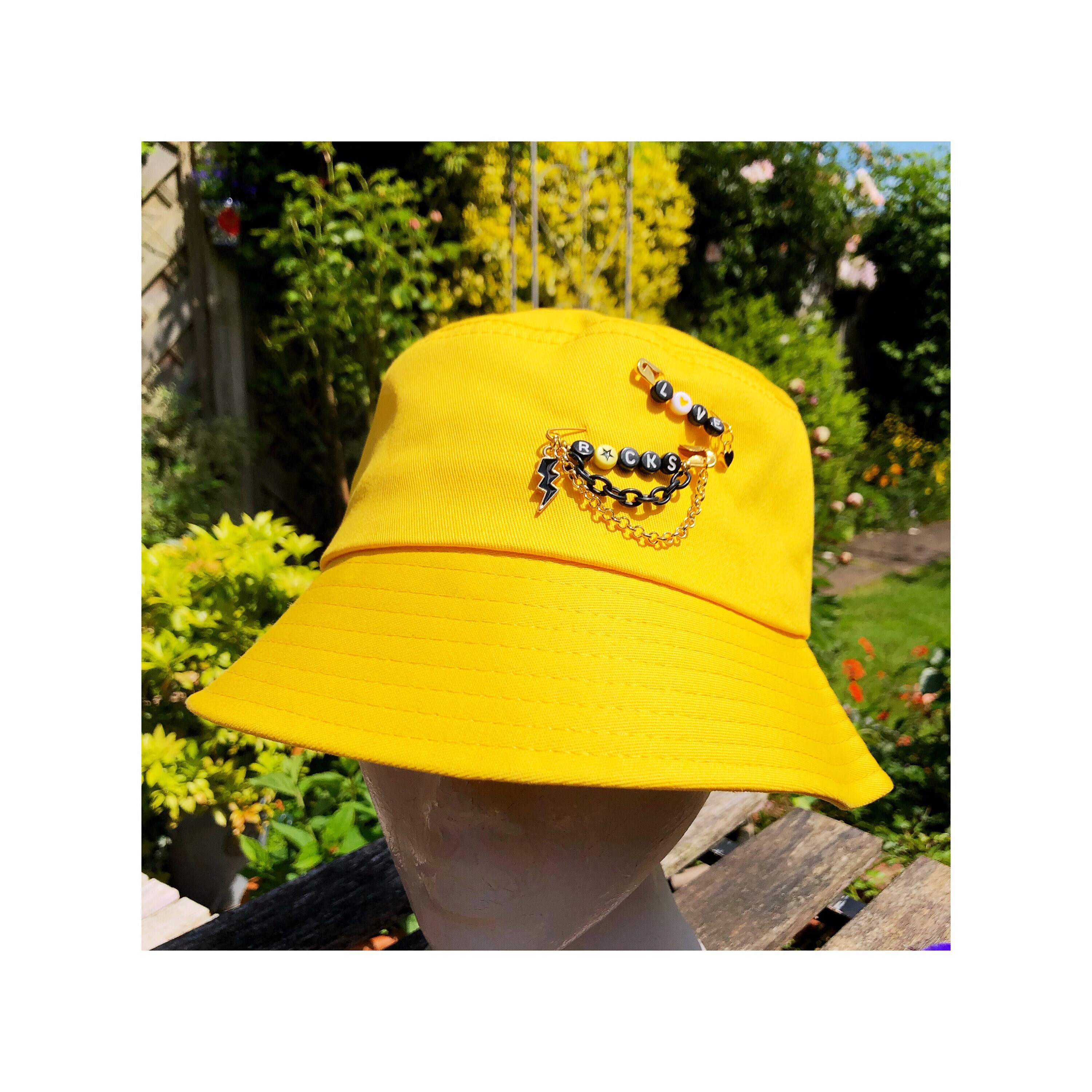 Bucket Hat with Safety Pin embellishment Alternative Style Etsy