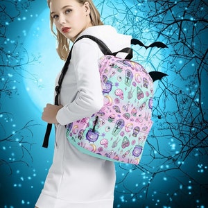 Pastel Witch Backpack, Sweet Witch Backpack Spooky Backpack Teen Girl Back to School Soft Pastel Goth Girl Bag Creepy Cute witchy vibes bag