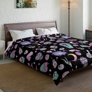 Pastel Witchy Comforter Queen, King Twin Dark Sweet Witchcore Bedding, Witchy Aesthetic, Teen Witch Home Decor Bedding, WItchy girl bedding