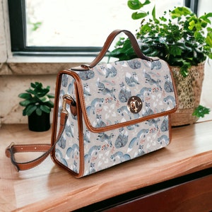 Forest Foxes Canvas Satchel bag, Forestcore Folk Art Foxes Bolso, Boho Cottagecore Witchy Fox Satchel, Naturecore Fox Motif Canvas Monedero