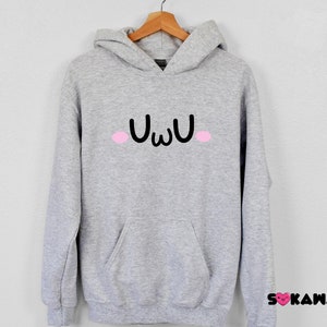 Kawaii UwU Hoodie Harajuku Anime Ästhetischer Hoodie Gamer Girl Otaku Mädchen Ästhetische Kleidung OwO Plus Größen Teen Girl Hoodie Y2K Meme bis 5XL