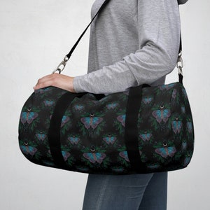 Mystical Butterfly Duffel, Celestial Butterfly Overnight Bag, Witchy Weekender Bag, Dark Nature Duffel Bag, Boho Witch Floral Butterfly Bag