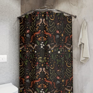 Dark Forest Theme Shower Curtain & Bath Mat, Fairy Forest Bath Decor, Dark Cottagecore Bathroom, Cottage Witch Bathroom Decor, Witchy Home
