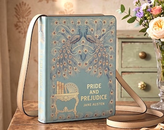 Boektasje 'Pride and Prejudice' van Jane Austen, bloemenprint handtas in boekvorm, klassieke literaire crossbodytas, tas voor boekenliefhebbers, cadeau voor boekenwurmmeisjes