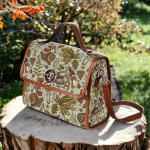 Sac cartable forêt magique, sac à main escargot grenouille champignon Cottagecore, sac à main sorcière en toile, sac grunge fée Goblincore esthétique Naturecore Boho