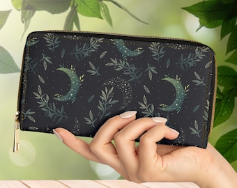 Forest Witch Wallet, Mystical Moons Wallet, Witchcore Wallet, Forest Moon Zipper Clutch Wallet, Cottagecore Wallet, Dark Academia Gifts