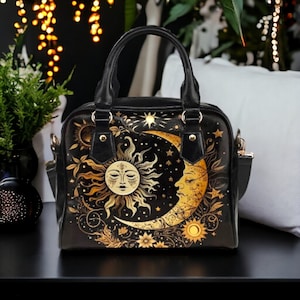 Sac à main melon boho foncé soleil lune, sac soleil lune céleste foncé, sac à main Academia foncé, sac à main Cottagecore foncé, sac à main Boho hippie sorcière