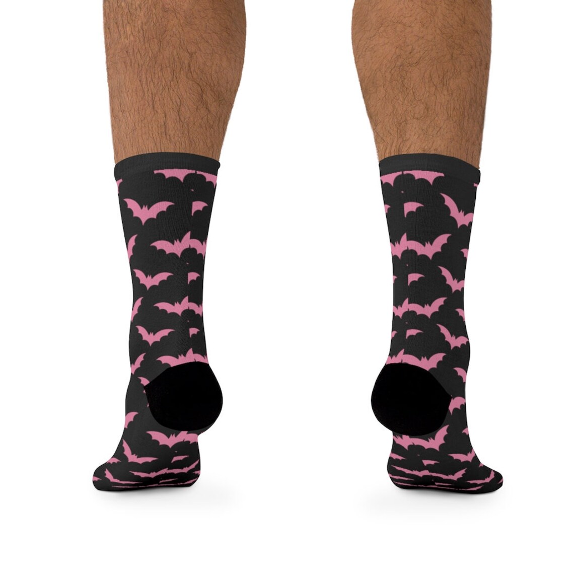 Pastel Goth Socks Pink Bats on Black Socks Creepy Cute Etsy
