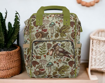 Enchanted Forest Diaper Bag, Dark Cottagecore Backpack Mommy Bag, Woodland Witchy Mama Gift, Naturecore Magic Forest Diaper Bag, Goblincore