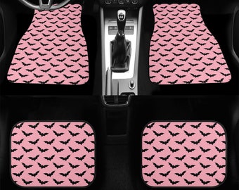 Pastel Goth Pink Bats Car Mats Spooky Cute Car Accessories Car Mat Set Pink Bats Custom Car Mats Pastel Goth Girl Car Accessories, Car Mats