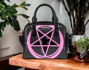 Pastel Goth Purse, Pink & Black Pentagram Handbag, Nu Goth, Occult Symbol, Kawaii Goth, Alternative Girls, Esoteric Symbolism Bag