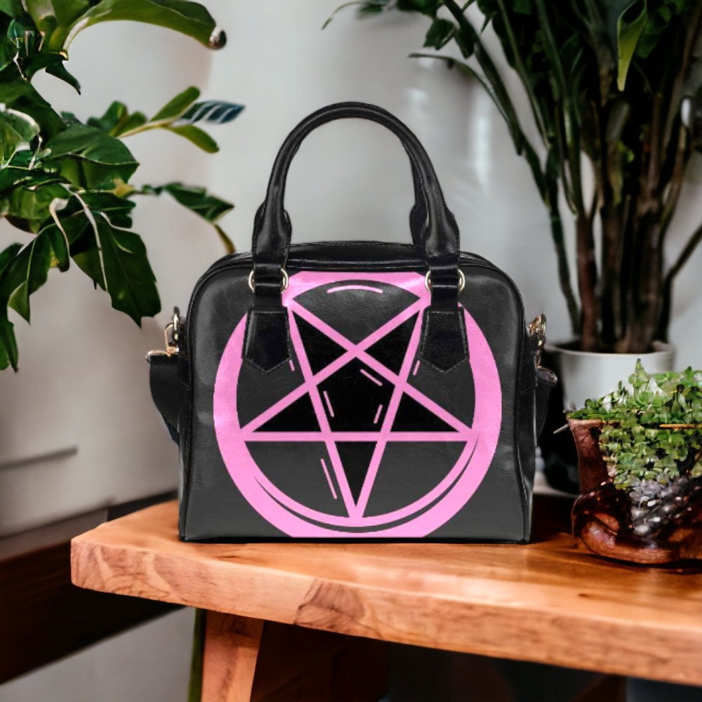 セール・キャンペーン Pastel Goth Nu Handbag, Pentagram Black & Pink Purse, Goth 水着・ラッシュガード