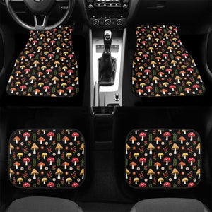 Lindas alfombrillas de coche con hongos, alfombrillas Mushroomcore, alfombrillas bonitas de estética Cottagecore, alfombrillas bonitas de bruja con hongos, alfombrillas de setas con temática forestal